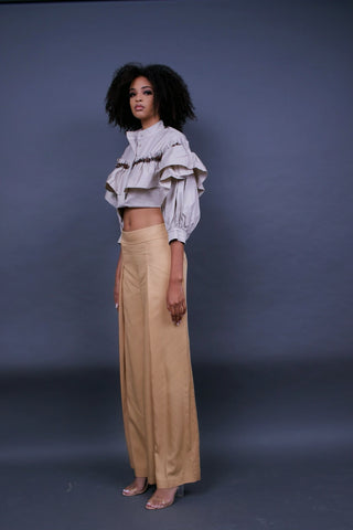 PALAZZO CAMEL TROUSERS