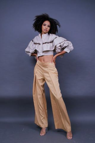 PALAZZO CAMEL TROUSERS